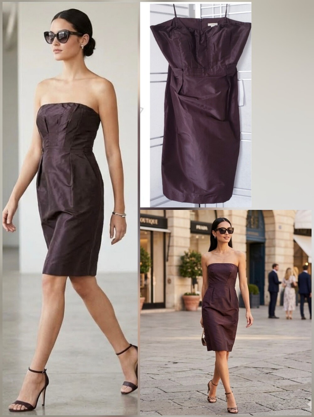 🩵💙J. Crew 100% silk brown strapless dress 🤍Size 12 *NEW!